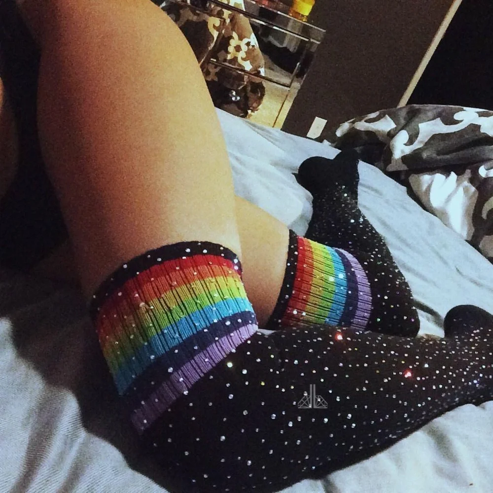 Sexy Bling Sparkly Rhinestone Over The Knee Socks